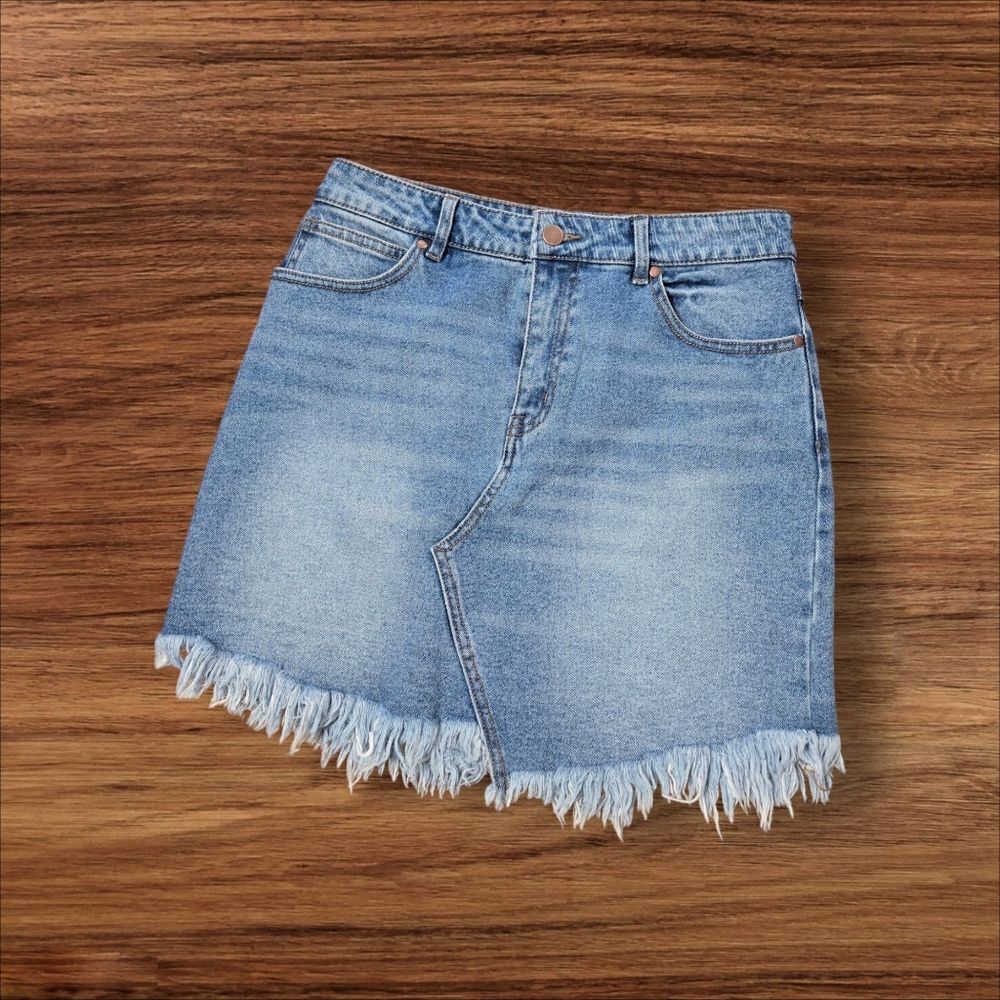 Versona Raw Hem Denim Mini Skirt